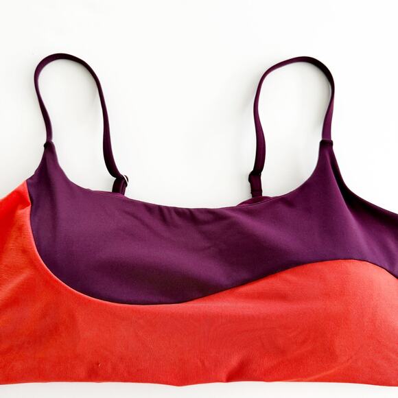 [Athleta] Orange Purple Asymmetrical Colorblock Scoop Neck Bikini Top Size XL - Picture 8 of 10